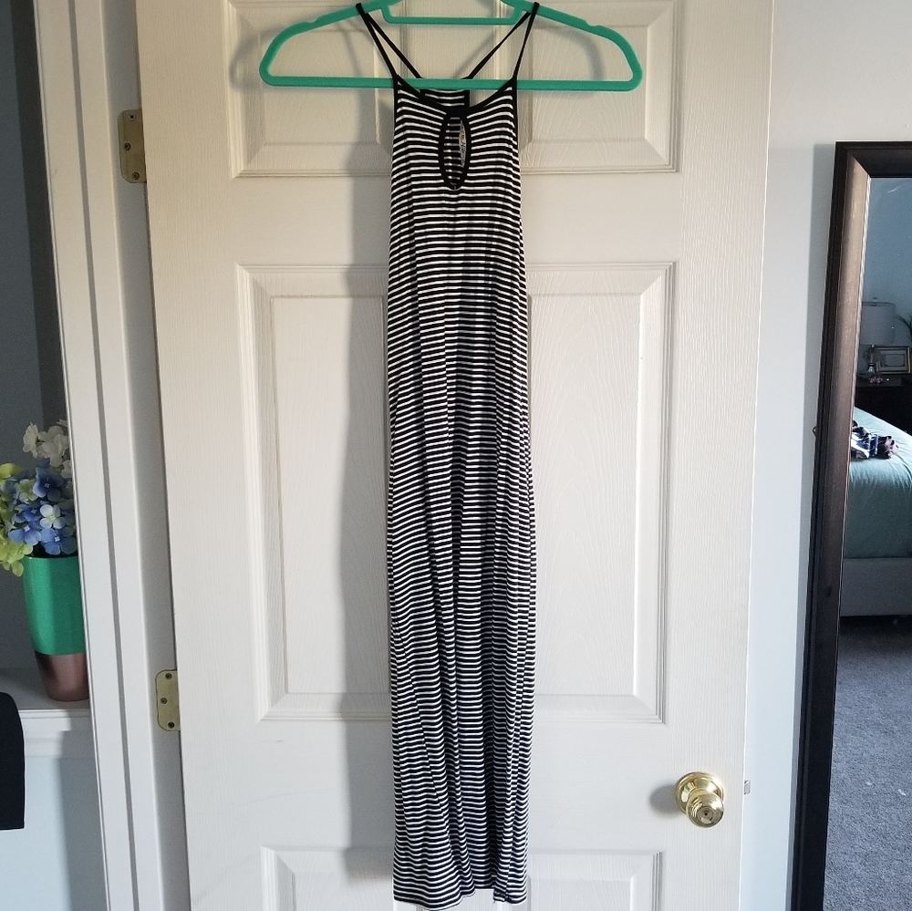 Black and White Striped Midi Dress